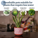 Load image into Gallery viewer, 4 Inch Terracotta Pot with White Leaf Pattern Boho Ceramic Planter Clay Pots for Indoor Plants Succulent Planter with Drainage Hole and Mesh Net Garden &amp; Home Decor