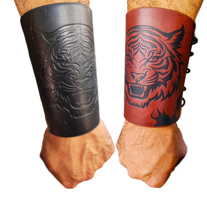 Tiger Bracelet Bracer Pu Leather Cuff Medieval Halloween Costume for Men Women