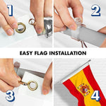 Load image into Gallery viewer, G128 Combo Pack: 6 Feet Tangle Free Spinning Flagpole (Silver) Spain Spanish Flag 3x5 ft Printed 150D Brass Grommets (Flag Included) Aluminum Flag Pole