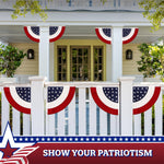 Load image into Gallery viewer, G128 5 Pack: USA Pleated Fan Flag 2x2 Feet Star Center Quarter Circle Embroidered Polyester Stars and Stripes