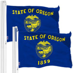 Load image into Gallery viewer, G128 2 Pack: Oregon OR State Flag  3x5 Ft  Double LiteWeave Pro Series Double Sided Printed 150D Polyester  Indoor/Outdoor, Brass Grommets, Thicker and More Durable Than 100D 75D Poly, 2ply