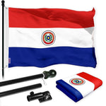 Load image into Gallery viewer, G128 Combo Pack: 6 Ft Tangle Free Spinning Flagpole (Black) &amp; Paraguay Flag 3x5 Ft Printed 150D Polyester, Brass Grommets (Flag Included) Aluminum Flag Pole