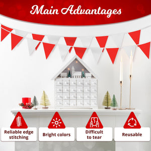 Triangle Banner Flags for Party Supplies   100ft White and Red Party Decorations Carnival Pennant Banner Flags on String
