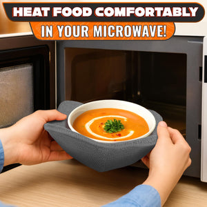 4 Pcs Microwave Bowl Holders for Hot Food – 7.5  Gray Microwave Bowl Cozy Holders for Safe & Easy Handling of Hot Bowls Saucers & Cups – Machine Washable Soft Textured Fabric for Hand Protection