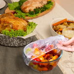 Load image into Gallery viewer, Elastic Plastic Bowl Covers 12 Inch Pack of 100 Clear Plastic Disposable Bowl Covers 30 Micron Thick. Durable Adjustable Plastic Food Covers with Elastic Edge. Stretchable Bowl Covers Small