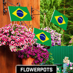 Load image into Gallery viewer, G128 24 Pack Handheld Brazil Brazilian Stick Flags  12x18 In  Printed 150D Polyester, Country Flag, Solid Wooden Stick, Spear Gold Tip