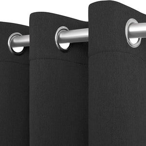 Blackout Curtains for Bedroom Pack of 2 Window Hanging Panels 52 x 84 inch Black