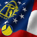 Load image into Gallery viewer, G128 Georgia State Flag  6x10 Ft  StormFlyer Series Embroidered 220GSM Spun Polyester  Embroidered Design, Indoor/Outdoor, Brass Grommets, Heavy Duty, All Weather