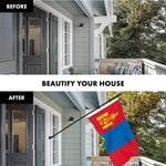 Load image into Gallery viewer, G128 Combo Pack: 6 Ft Tangle Free Aluminum Spinning Flagpole (Black) &amp; Mongolia Mongolian Flag 3x5 Ft, LiteWeave Pro Series Printed 150D Polyester  Pole with Flag Included