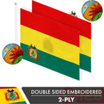 Load image into Gallery viewer, G128 Bolivia (Bolivian) Flag  3x5 feet  Double Sided Embroidered 210D Indoor/Outdoor, Brass Grommets, Heavy Duty Polyester