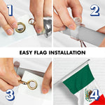 Load image into Gallery viewer, G128 Combo Pack: 5 Ft Tangle Free Aluminum Spinning Flagpole (Silver) &amp; Mexico Mexican Flag 2x3 Ft, ToughWeave Series Embroidered 300D Polyester  Pole with Flag Included