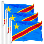 Load image into Gallery viewer, G128 3 Pack: Democratic Republic of the Congo Flag  3x5 Ft  LiteWeave Pro Series Printed 150D Polyester  Country Flag, Vibrant Colors, Brass Grommets, Thicker and More Durable Than 100D 75D Poly