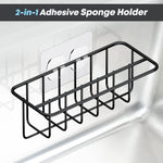 Load image into Gallery viewer, Adhesive Kitchen Sink Sponge Holder   Dish Cloth Hanger   Soap Holder 2 in 1 Kitchen Sink Caddy 304 Stainless Steel Rust Proof Water Proof No Drilling (Black)