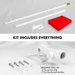 Load image into Gallery viewer, G128 Combo Pack: 5 Ft Tangle Free Aluminum Spinning Flagpole (White) &amp; Solid Red Color Flag 2.5x4 Ft, LiteWeave Pro Series Printed 150D Polyester  Pole with Flag Included