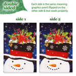 Load image into Gallery viewer, G128 Combo Pack: Garden Flag Stand Black 36 in x 16 in &amp; Garden Flag Winter Decoration Snowman with Festive Evergreen Top Hat 12x18 DoubleSided Blockout Fabric
