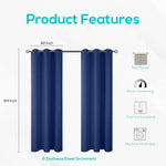 Load image into Gallery viewer, 2 Pack Blackout Curtains for Bedroom with Grommet 42x84 inch Navy Blue
