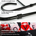 Load image into Gallery viewer, G128 Combo Pack: Garden Flag Stand Black 36 in x 16 in &amp; Garden Flag Happy Valentine's Day Decoration Love Four Gnomes in Truck 12x18 DoubleSided Burlap Fabric