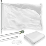 Load image into Gallery viewer, G128 Combo Pack: 5 Ft Tangle Free Aluminum Spinning Flagpole (Silver) &amp; Solid White Color Flag 2x3 Ft, LiteWeave Pro Series Printed 150D Polyester  Pole with Flag Included