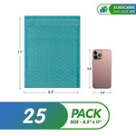 Load image into Gallery viewer, Pack of 25 Teal Bubble Mailers Pouches 8.5 x 11 Poly Padded Bags with Peel and Seal Closure 8 1/2 x 11 Cushion Envelopes for Mailing Shipping Packing and Packaging Supplies