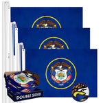 Load image into Gallery viewer, Utah UT State Flag 3x5 Ft 3Pack Doublesided Embroidered Polyester By G128
