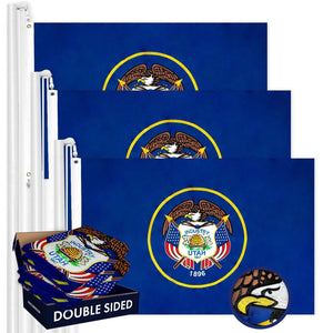 Utah UT State Flag 3x5 Ft 3Pack Doublesided Embroidered Polyester By G128