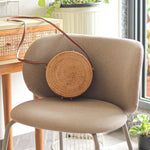 Load image into Gallery viewer, Handmade Rattan Round Purse with Leather Strap Woven Crossbody bags for Women Brown Tan Wicker Boho Straw Bags for Women Trendy Vacation Purse for Travel &amp; Casual Outfits Gift for Her Sustainable Stylish Natural Rattan