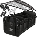 Load image into Gallery viewer, Trunk Organizer with Covering Net Attachable Non Slip Pads and Stainless Hooks Black
