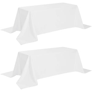 2 Pack Classic White Tablecloth 90x156 inch for 8 Foot Rectangle Table Polyester