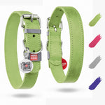 Load image into Gallery viewer, Leather Dog Collar Adjustable All Sizes Buckle D-Ring &amp; QR Tag