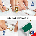 Load image into Gallery viewer, G128 Combo Pack: 5 Ft Tangle Free Aluminum Spinning Flagpole (White) &amp; Mexico Mexican Flag 2x3 Ft, ToughWeave Series Embroidered 300D Polyester  Pole with Flag Included