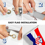Load image into Gallery viewer, G128 Combo Pack: 6 Feet Tangle Free Spinning Flagpole (Silver) Croatia Croatian Flag 3x5 ft Printed 150D Brass Grommets (Flag Included) Aluminum Flag Pole