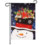 Load image into Gallery viewer, G128 Garden Flag Snowman with Festive Evergreen Top Hat  12x18 Inch  Printed Blockout Polyester  Christmas Decoration