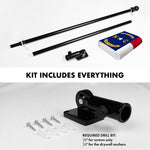 Load image into Gallery viewer, G128 Combo Pack: 5 Ft Tangle Free Spinning Flagpole (Black) &amp; North Carolina Flag 2.5x4 Ft Embroidered 220GSM Spun Polyester, Brass Grommets (Flag Included) Aluminum Flag Pole