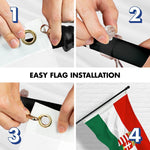 Load image into Gallery viewer, G128 Combo Pack: 6 Ft Tangle Free Spinning Flagpole (Black) &amp; Hungary Coat of Arms Flag 3x5 Ft Printed 300D Polyester, Brass Grommets (Flag Included) Aluminum Flag Pole