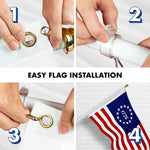 Load image into Gallery viewer, G128 Combo Pack: 6 Ft Tangle Free Aluminum Spinning Flagpole (White) &amp; Betsy Ross 1776 Flag 3x5 Ft, ToughWeave Series Embroidered 300D Polyester  Pole with Flag Included