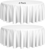 Load image into Gallery viewer, 2 Pack 108 inch Round Premium White Tablecloths for Wedding Restaurant Polyester
