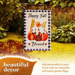 Load image into Gallery viewer, G128 Combo Pack: Garden Flag Stand Black 36 in x 16 in &amp; Garden Flag Fall Decoration Happy Fall Blessed Two Gnomes Sitting on Pumpkins 12x18 DoubleSided Blockout Fabric