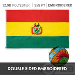 Load image into Gallery viewer, G128 Combo Pack: USA American Flag 3x5 Ft Embroidered Stars &amp; Bolivia (Bolivian) Flag 3x5 Ft Doublesided Embroidered 210D