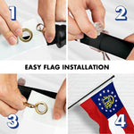 Load image into Gallery viewer, G128 Combo Pack: 5 Ft Tangle Free Spinning Flagpole (Black) &amp; Georgia Flag 2.5x4 Ft Embroidered 220GSM Spun Polyester, Brass Grommets (Flag Included) Aluminum Flag Pole