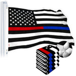 Load image into Gallery viewer, G128 Thin Blue Line Police &amp; Thin Red Line 2.5x4 FT 5Pack Firefighter Heavy Duty 220GSM Tough Spun Polyester Embroidered US American Flag Brass Grommets Honoring Law Enforcement Officers First Responder