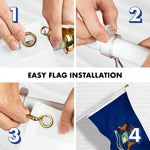 Load image into Gallery viewer, G128  6 Feet Tangle Free Spinning Flagpole (White) Michigan Double Sided Brass Grommets Embroidered 3x5 ft (Flag Included) Aluminum Flag Pole