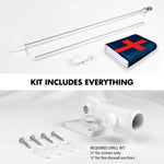 Load image into Gallery viewer, G128 Combo Pack: 6 Ft Tangle Free Aluminum Spinning Flagpole (Silver) &amp; Christian Flag 3x5 Ft, LiteWeave Pro Series Printed 150D Polyester, 4 Corner Brass Grommets  Pole with Flag Included
