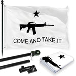 Load image into Gallery viewer, Combo Pack: 6 Feet Tangle Free Spinning Flagpole (Black) Come and Take It Rifle Flag 3x5 ft Printed 150D Brass Grommets (Flag Included) Aluminum Flag Pole