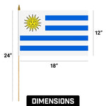 Load image into Gallery viewer, G128 24 Pack Handheld Uruguay Uruguayan Stick Flags  12x18 In  Printed 150D Polyester, Country Flag, Solid Wooden Stick, Spear Gold Tip
