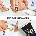 Load image into Gallery viewer, G128 Combo Pack: 5 Ft Tangle Free Aluminum Spinning Flagpole (White) &amp; Pirate Jolly Roger Bones Flag 2.5x4 Ft, ToughWeave Series Embroidered 300D Polyester  Pole with Flag Included