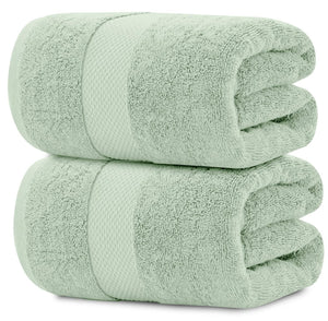 2 Pack Luxury Bath Sheet Towels Extra Large 35x70 Inch Soft Cotton Mint Green