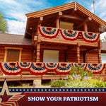 Load image into Gallery viewer, 3 Pack: USA Tea Stained Pleated Fan Flag 1.5x3FT Burlap Embroidered Polyester Stars and Stripes
