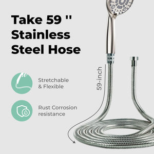 High Pressure 6 Settings Shower Head with Handheld Detachable Set Nickel Finish