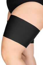 Load image into Gallery viewer, Women Elastic Thigh Bands Anti Chafing Prevent Thigh Rubbing Satin 3XL Size Nero
