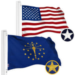 Load image into Gallery viewer, G128 Combo Pack: American USA Flag 2.5x4 Ft &amp; Indiana Flag 2.5x4 Ft, Both Embroidered SPUN Polyester, Indoor/Outdoor, Brass Grommets